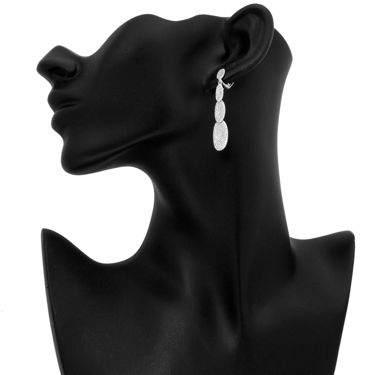 14K White Gold Pave Diamond Drop Earrings Fine Jewellery Modaselle