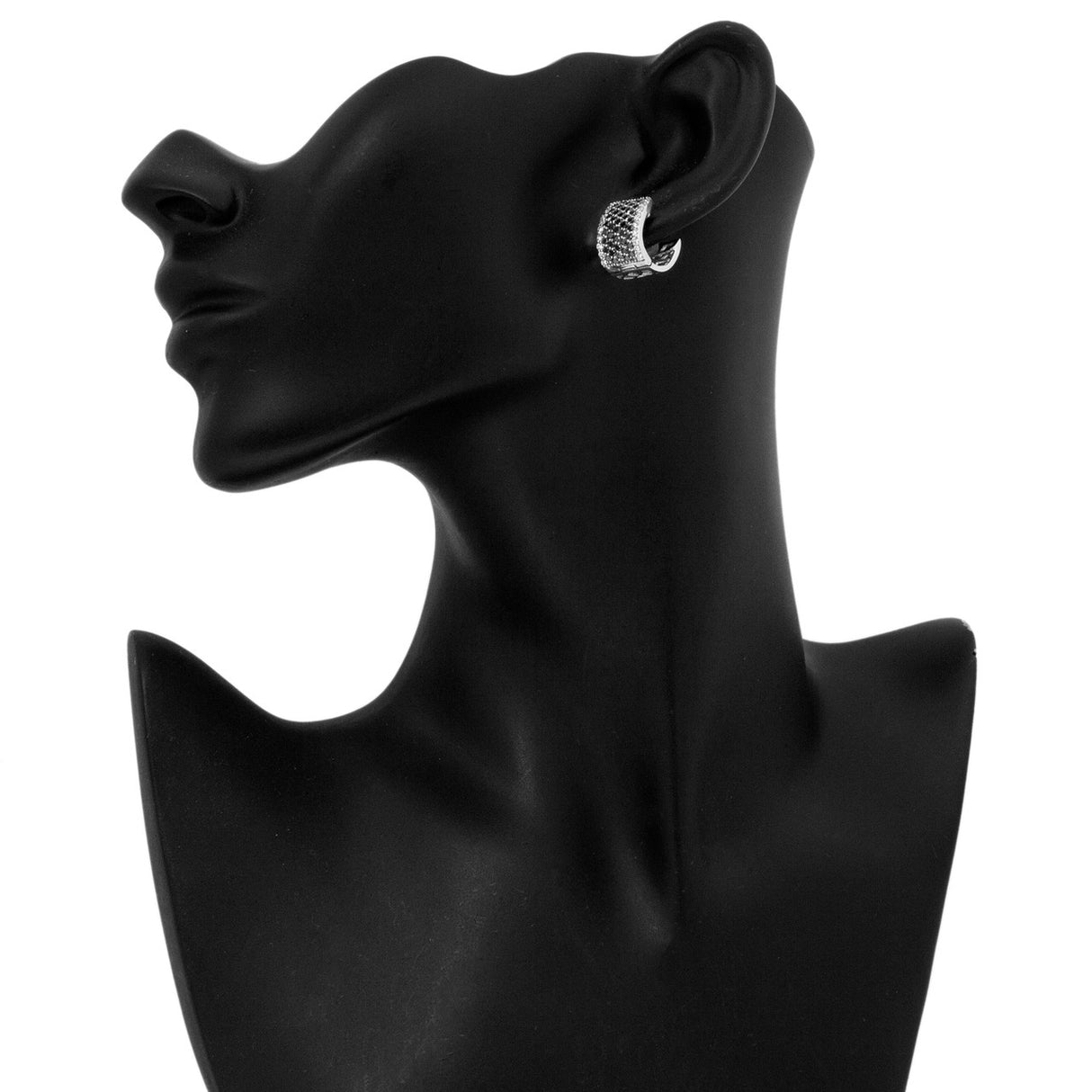 18K White Gold Black Diamond Hoop Earrings Fine Jewellery Modaselle