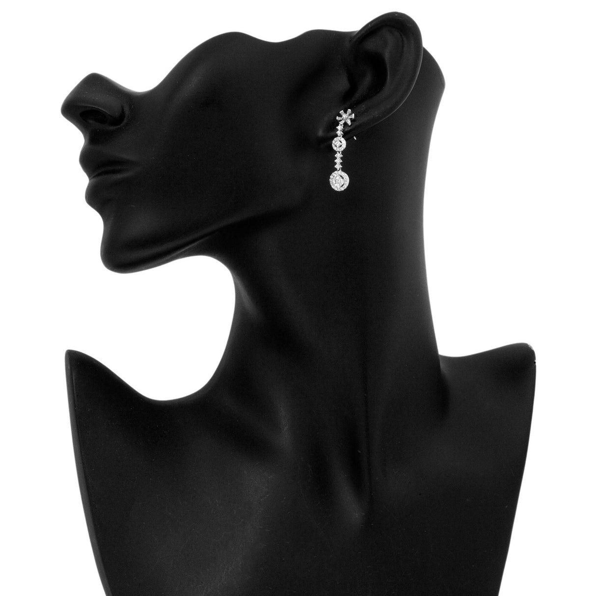 18K White Gold 1.12 Carat Diamond Blossom Ear Pendants Fine Jewellery Modaselle