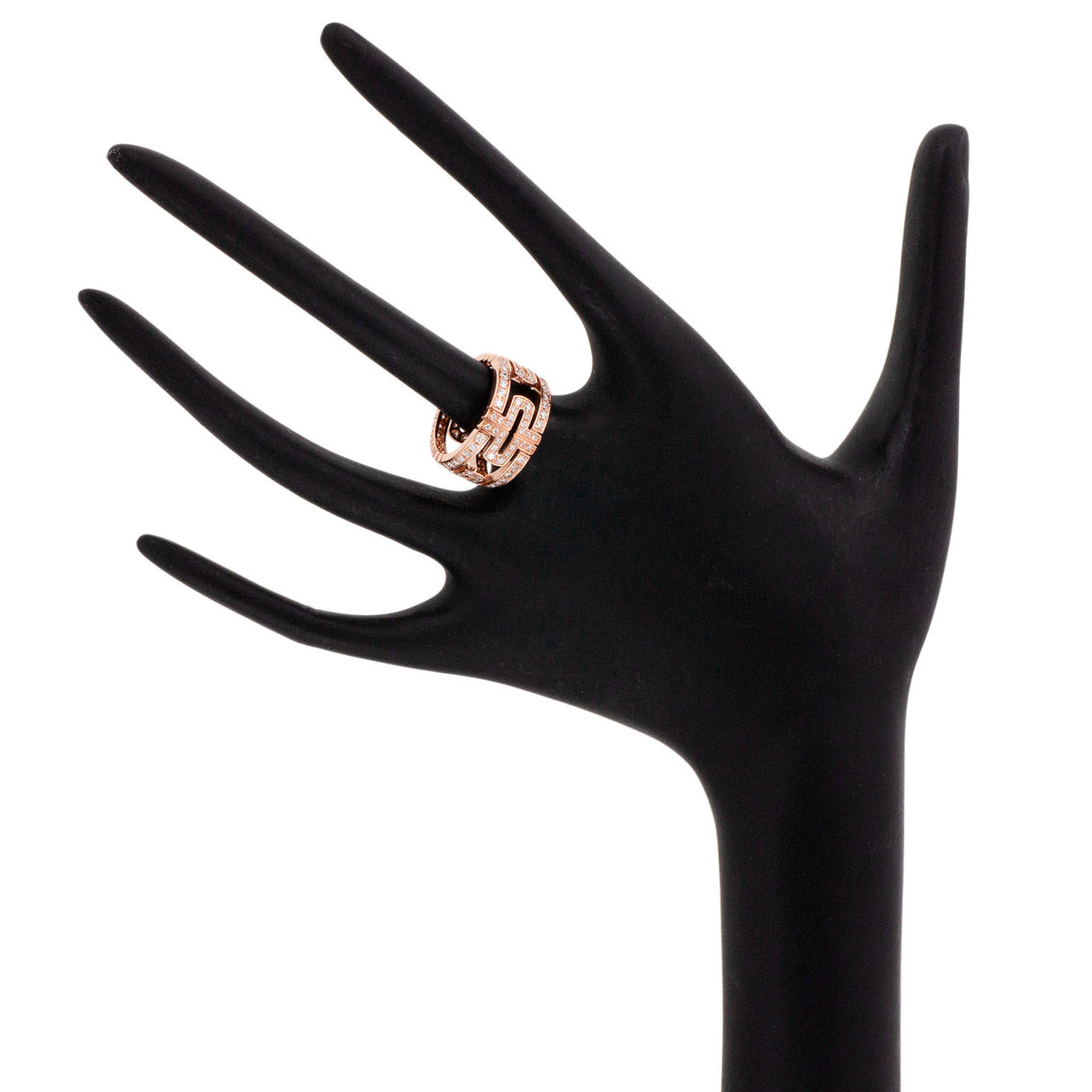 Bulgari 18K Rose Gold Parentesi Pave Diamond Ring Designer Jewellery Bulgari