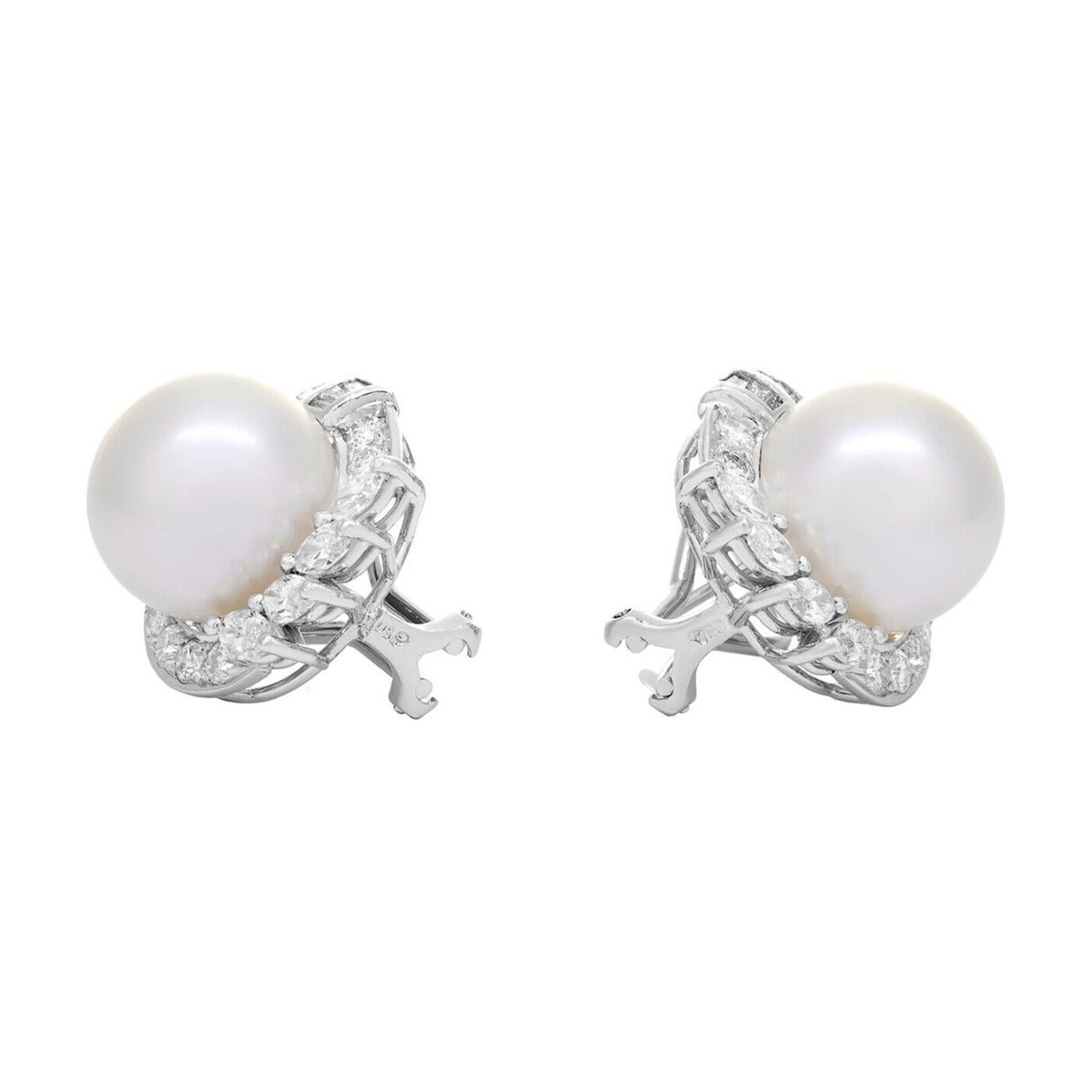 18K White Gold South Sea Pearl 2.10 Carat Diamond Earrings Fine Jewellery Modaselle