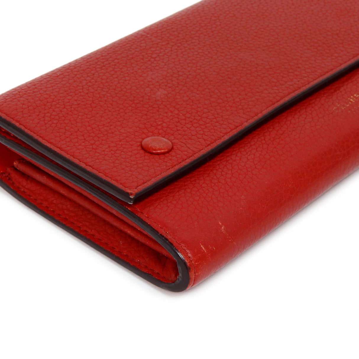 Celine Red Drummed Calfskin Large Multifunction Flap Wallet Accessories Celine
