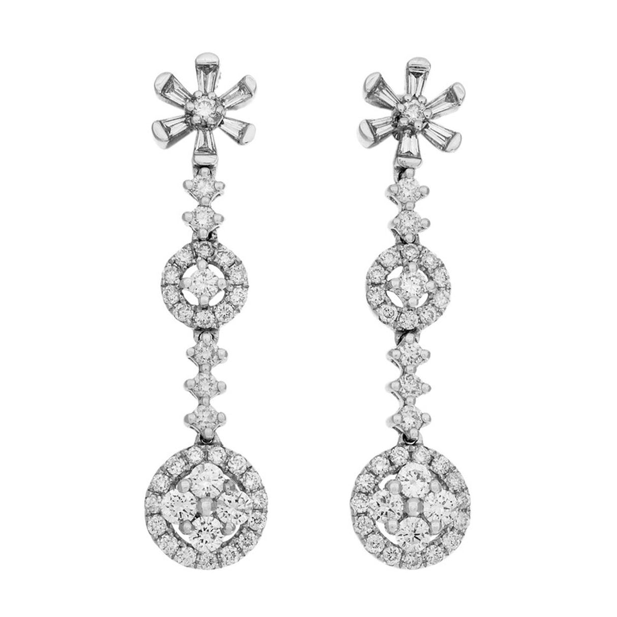 18K White Gold 1.12 Carat Diamond Blossom Ear Pendants Fine Jewellery Modaselle