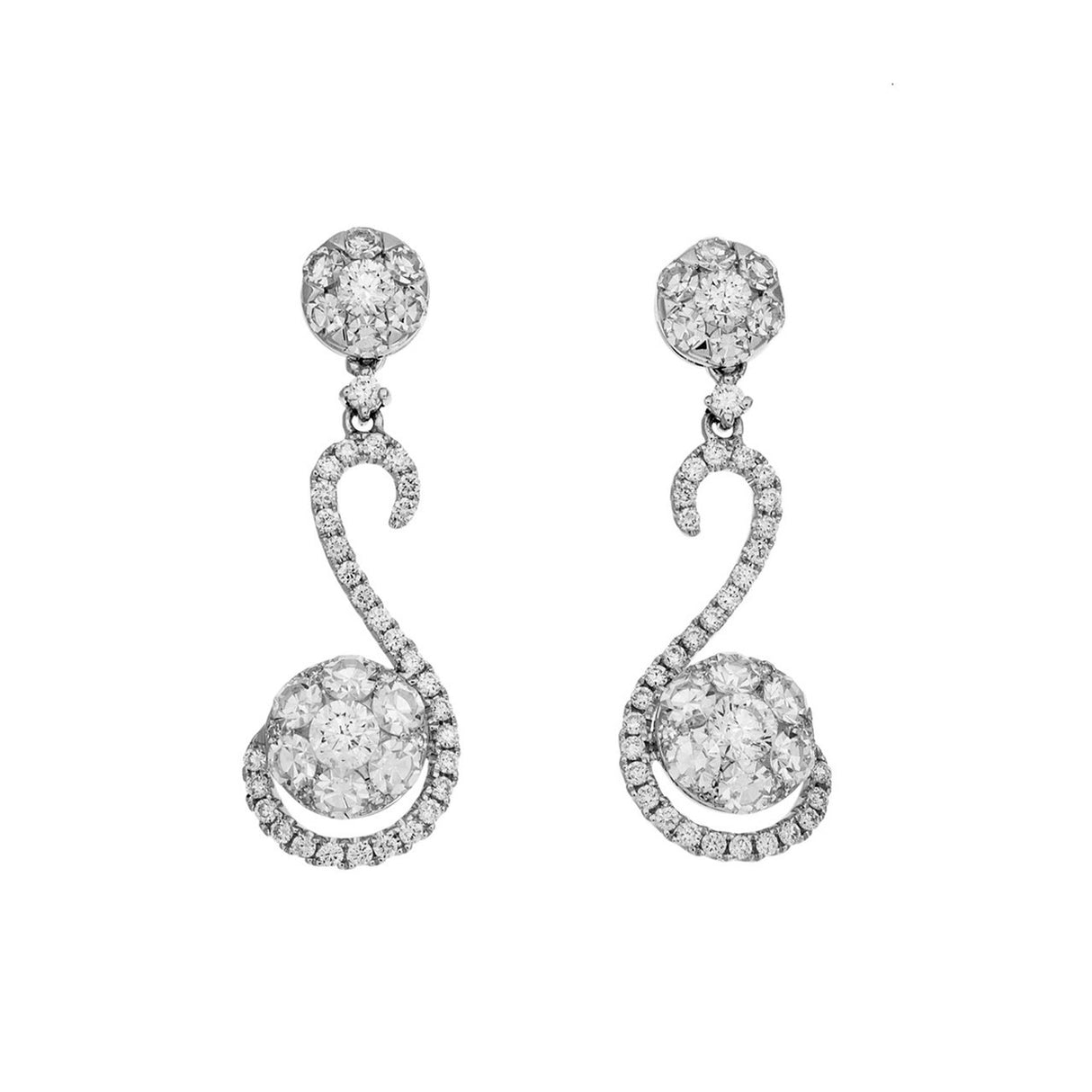 18K White Gold 2.38 Carat Diamond Drop Earrings Fine Jewellery Modaselle