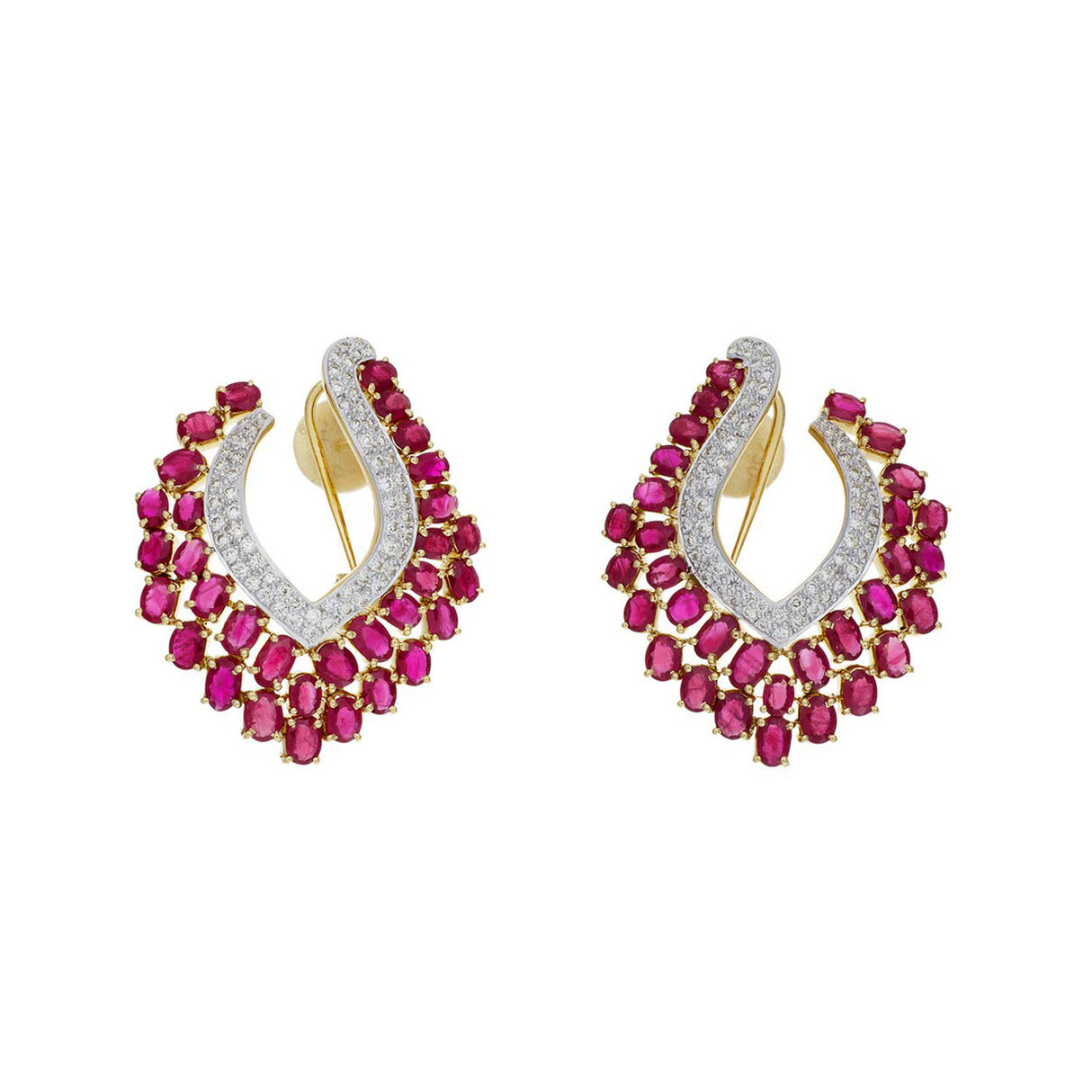 18K Gold Diamond Ruby Earrings Fine Jewellery Modaselle