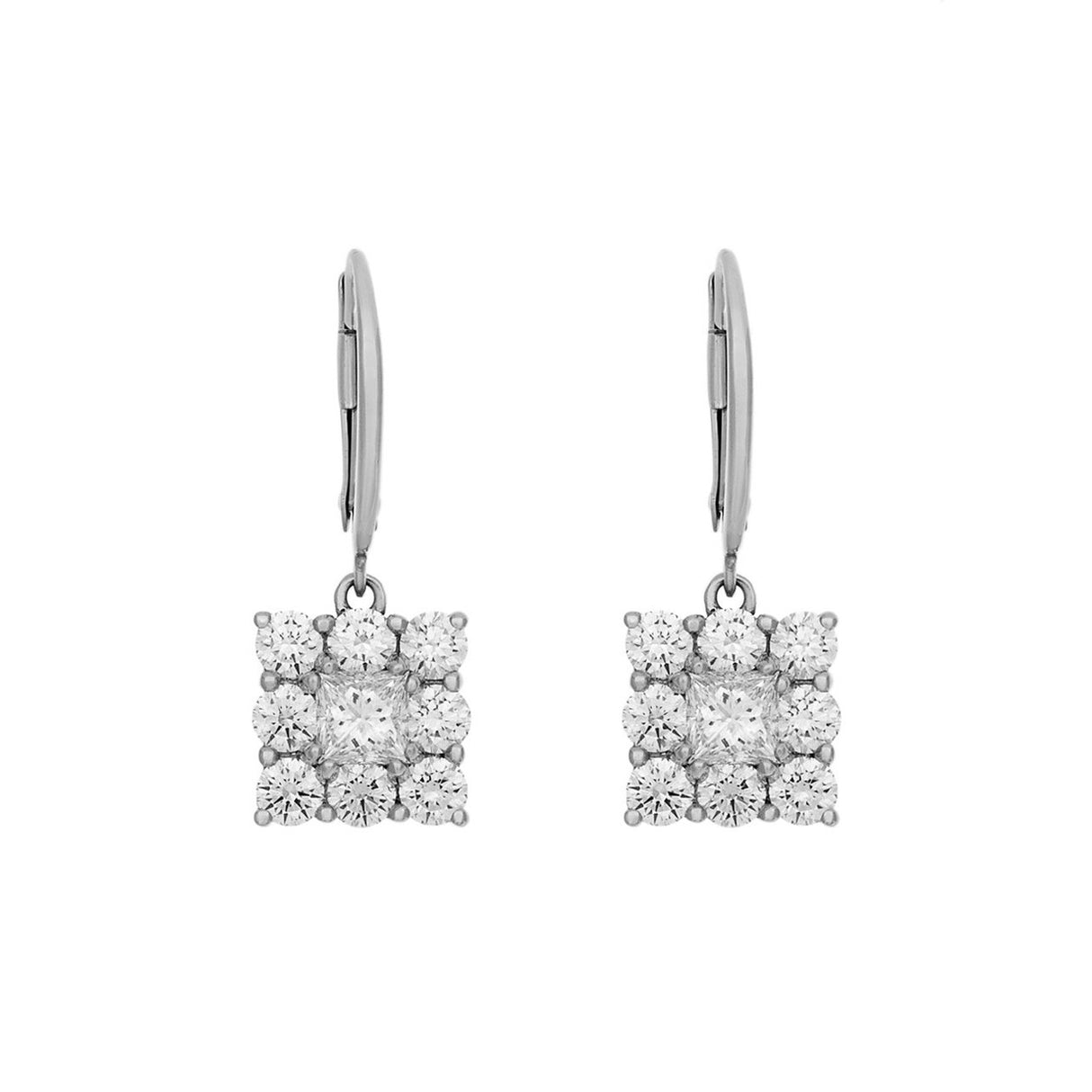 18K White Gold 2.20 Carat Diamond Drop Earrings Fine Jewellery Modaselle