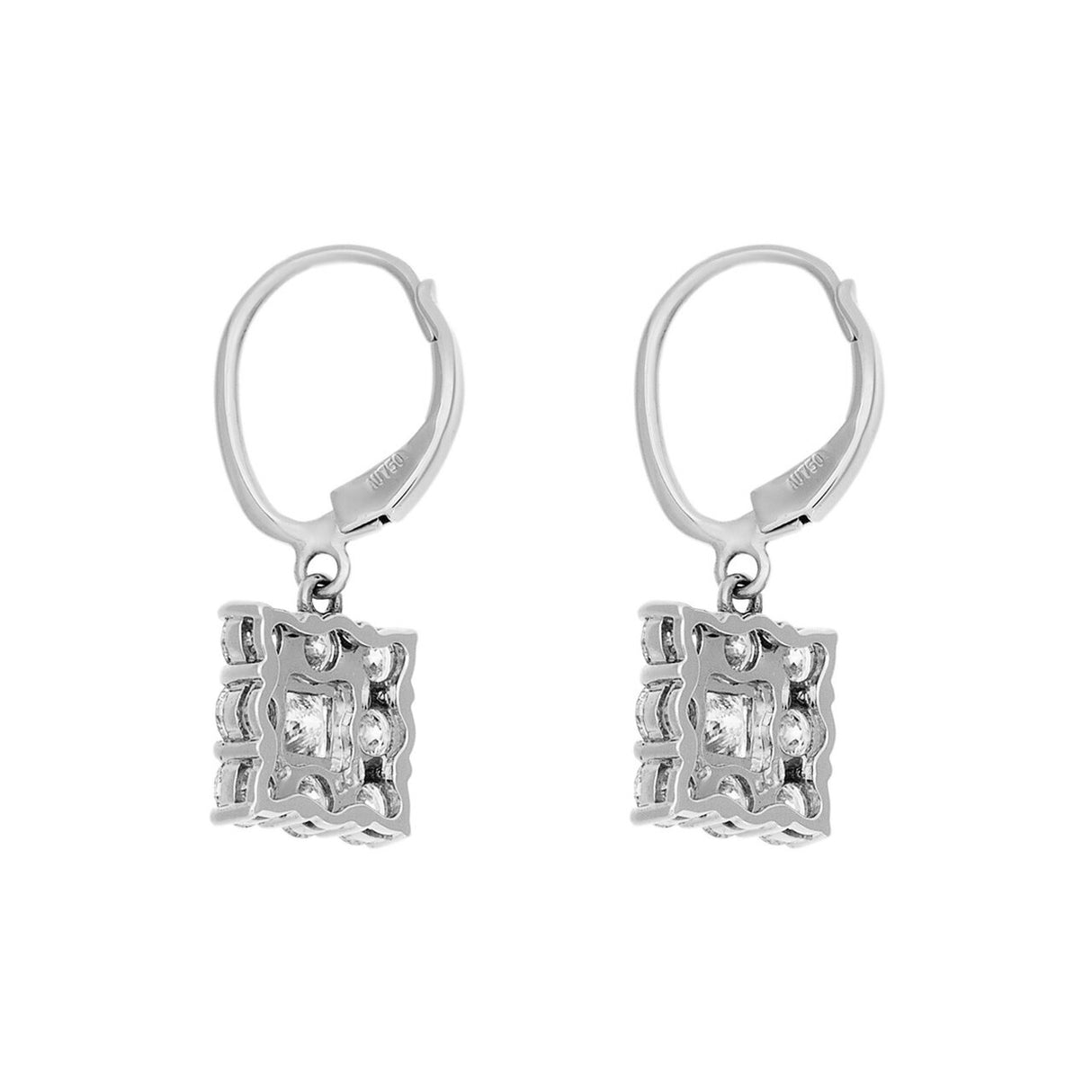 18K White Gold 2.20 Carat Diamond Drop Earrings Fine Jewellery Modaselle