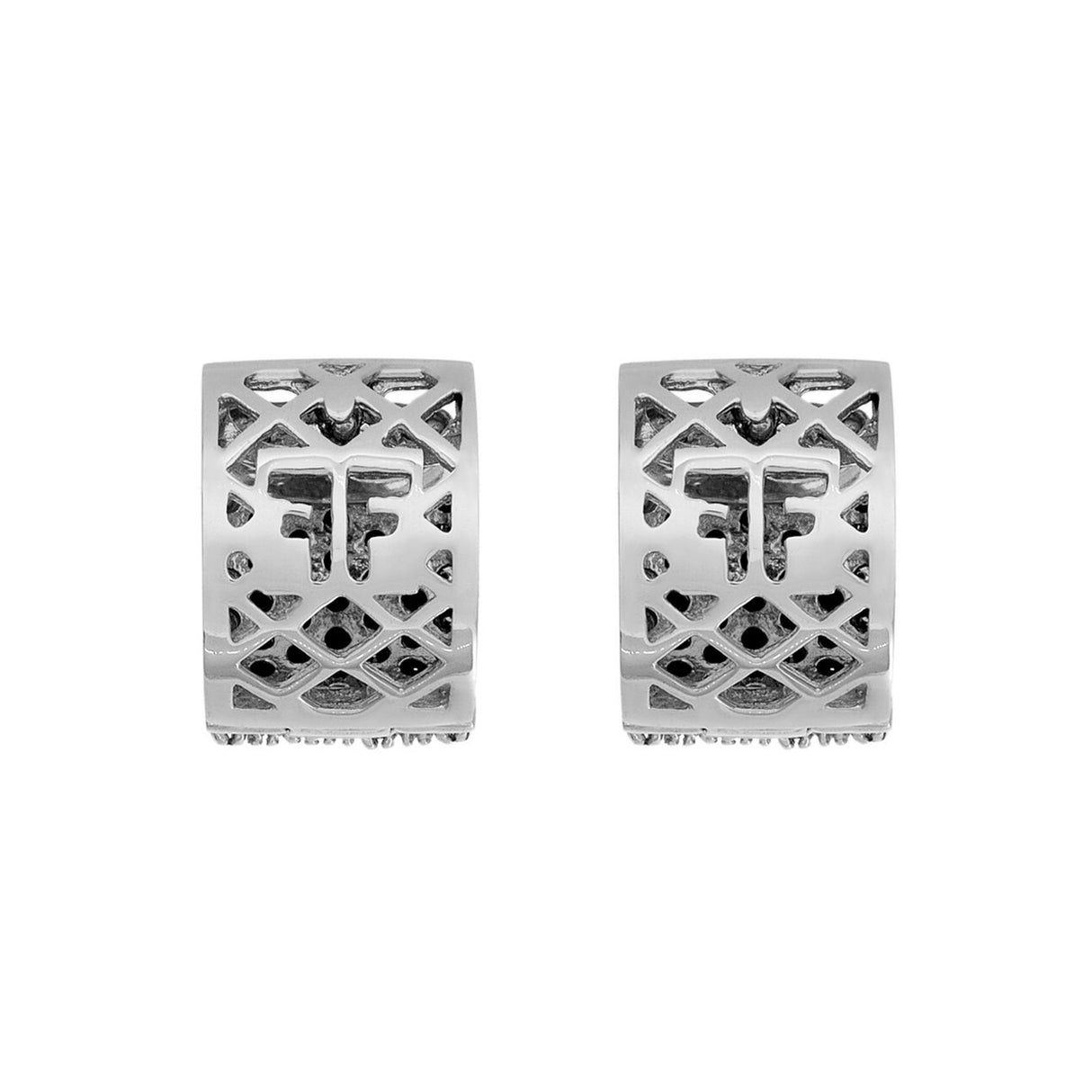 18K White Gold Black Diamond Hoop Earrings Fine Jewellery Modaselle