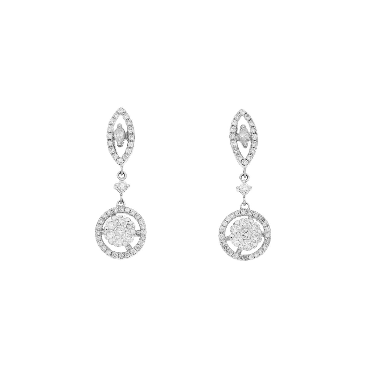 18K White Gold 0.82 Carat Diamond Drop Earrings Fine Jewellery Modaselle
