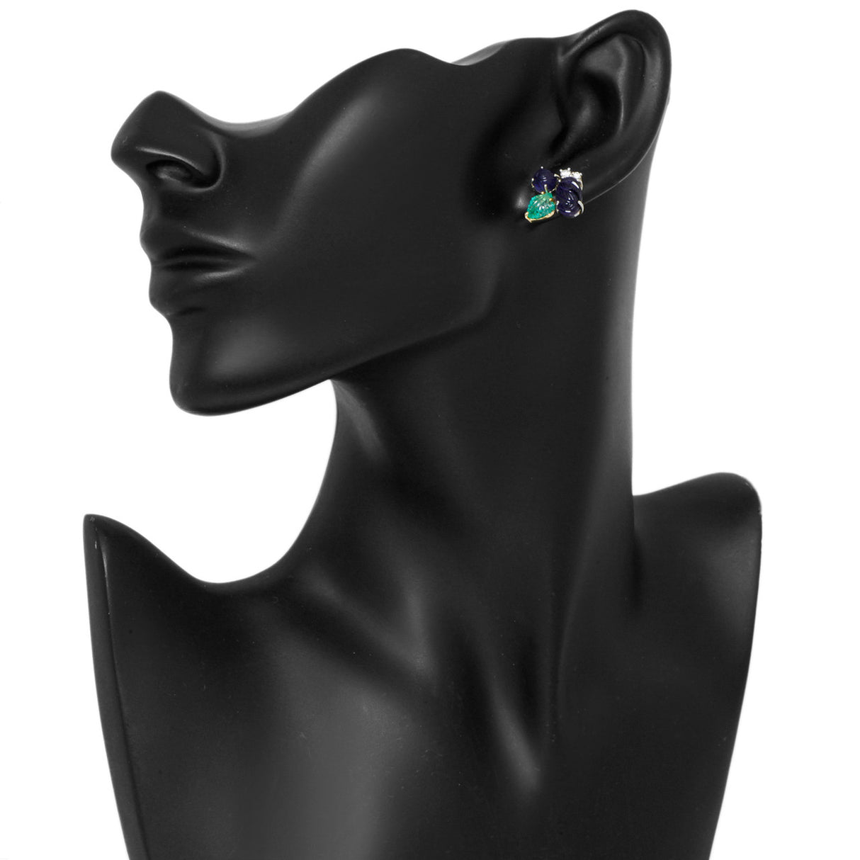 18K White Gold Emerald, Iolite & Diamond Earrings Fine Jewellery Modaselle