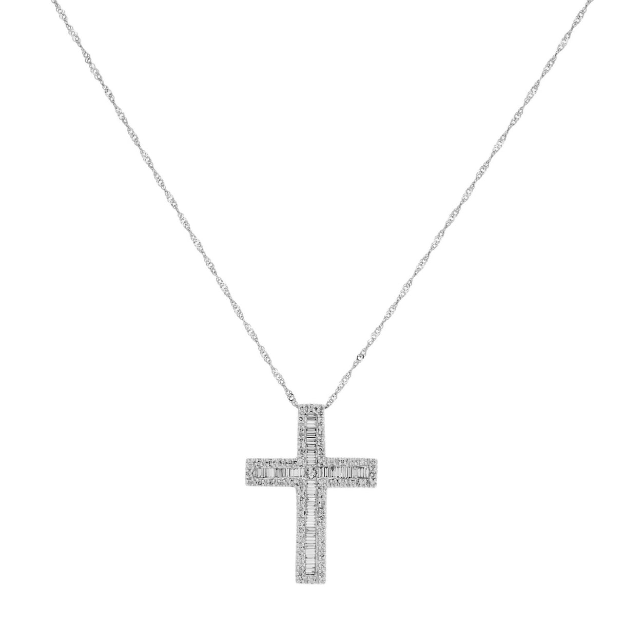 18K White Gold 0.85 Carat Diamond Cross Pendant Fine Jewellery Modaselle