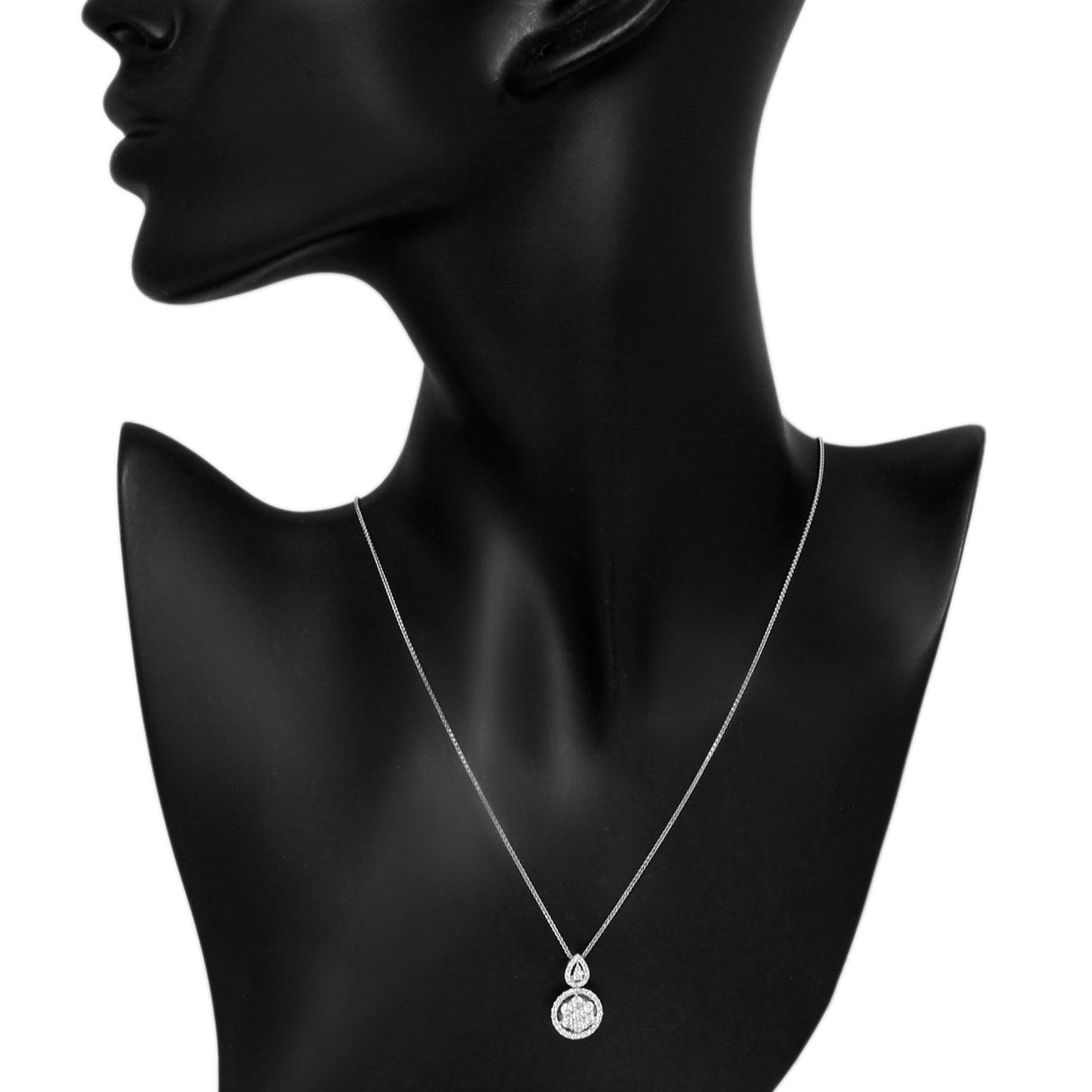14K White Gold 0.65 Carat Diamond Pendant Necklace Fine Jewellery Modaselle