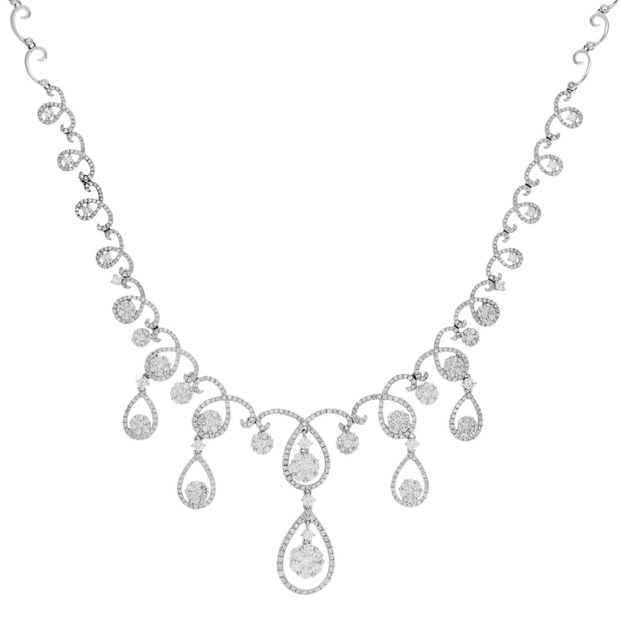 18K White Gold 6.31 Carat Diamond Lavaliere Necklace Fine Jewellery Modaselle