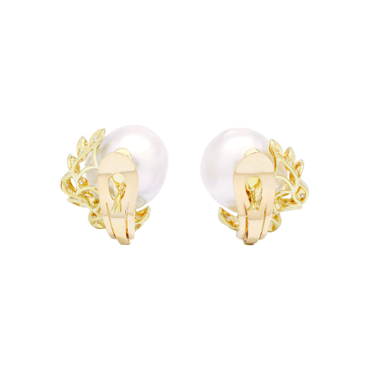 18K Yellow Gold South Sea Pearl 0.28 Carat Diamond Earrings Fine Jewellery Modaselle