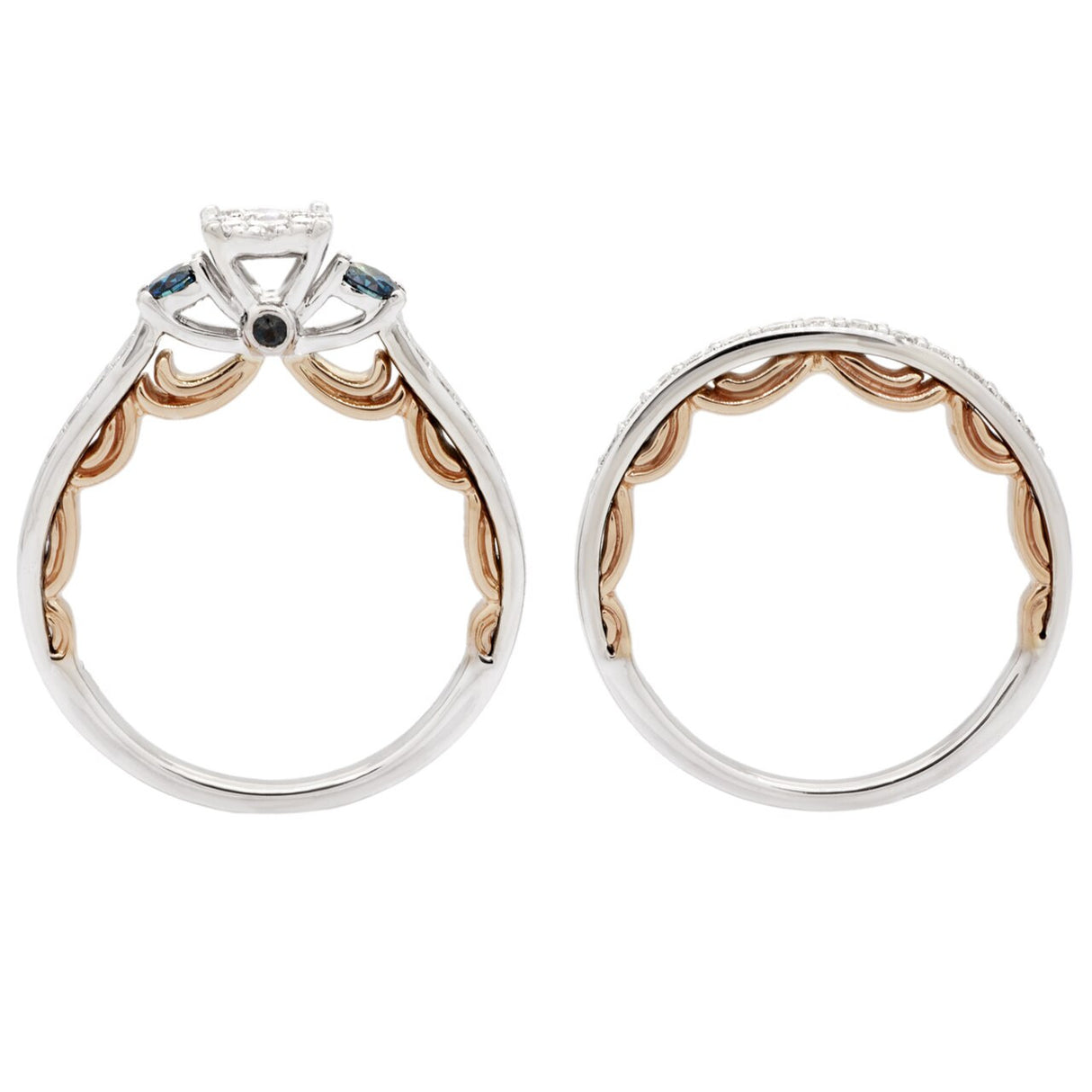 Disney Enchanted 14K White & Rose Gold Cinderella Diamond Bridal Set Fine Jewellery Modaselle