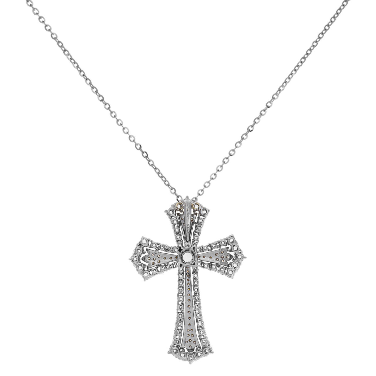 18K White Gold Rose Cut Diamond Cross Pendant Fine Jewellery Modaselle