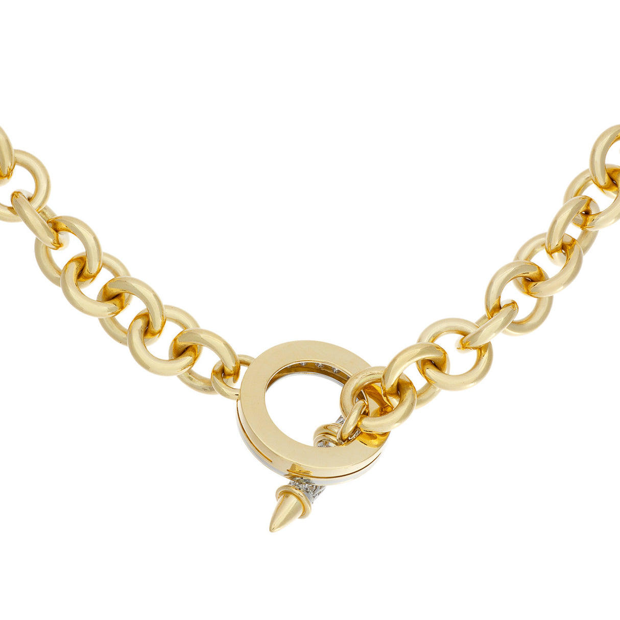 18K Yellow Gold Diamond Vintage Stittgen Toggle Necklace Fine Jewellery Modaselle