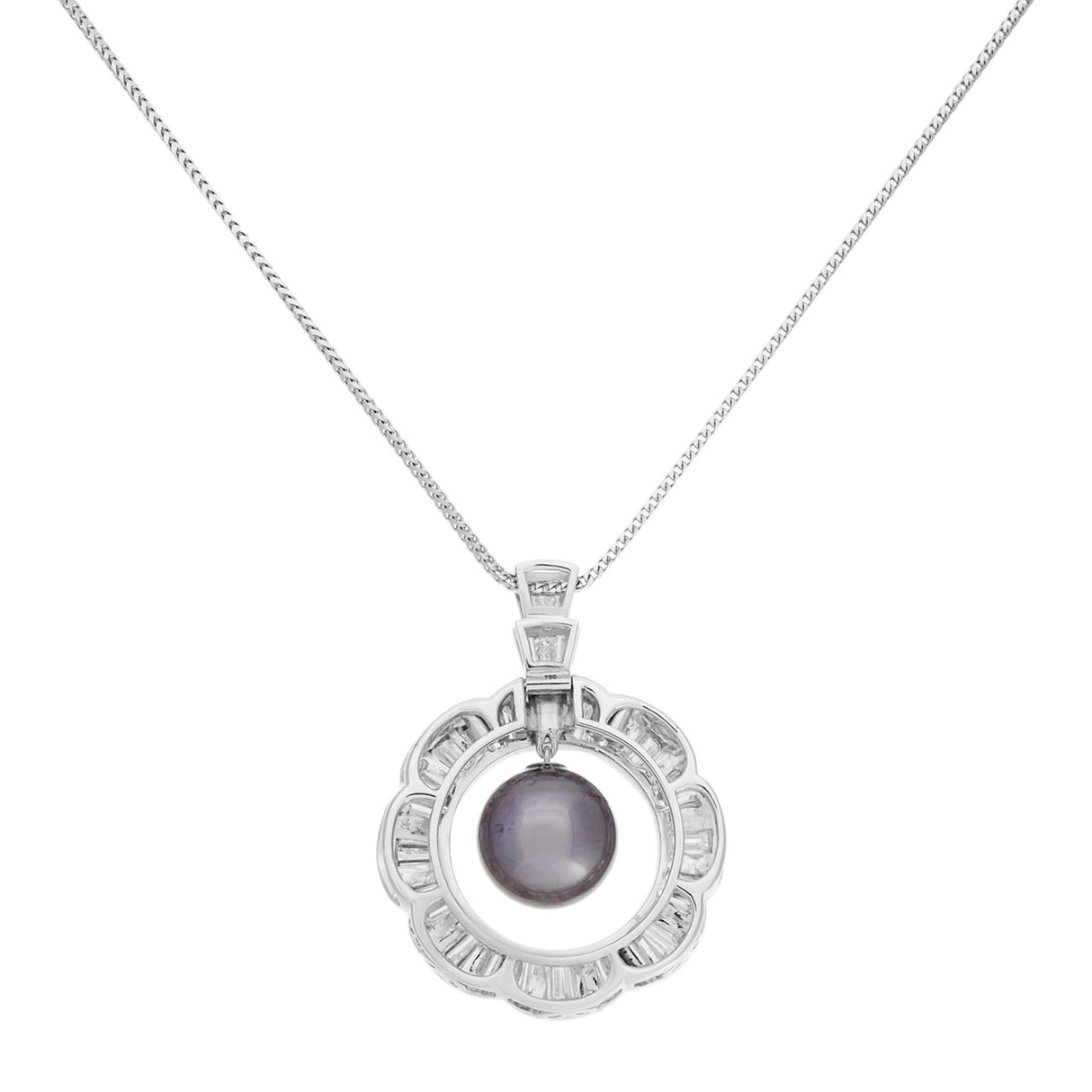 18K White Gold 6.82 Carat Diamond Tahitian Pearl Pendant Necklace Fine Jewellery Modaselle