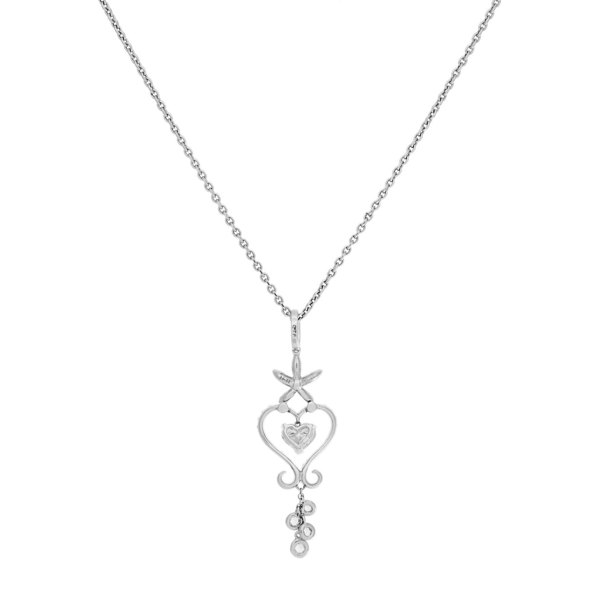 18K White Gold Heart Shaped Diamond Pendant Necklace Fine Jewellery Modaselle