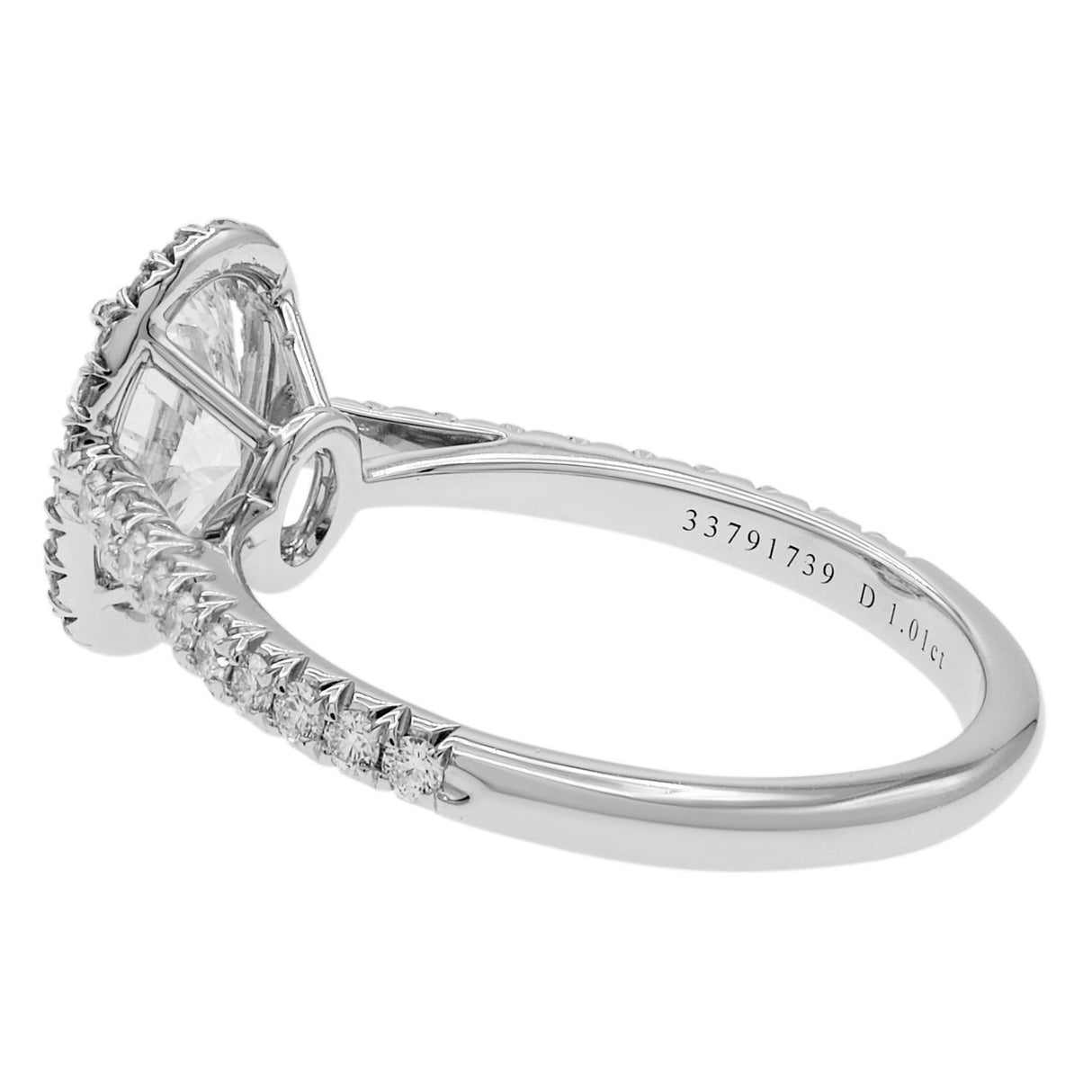 Tiffany & Co. Platinum 1.01 Carat Oval Diamond Soleste Halo Engagement Ring Designer Jewellery Tiffany and Co