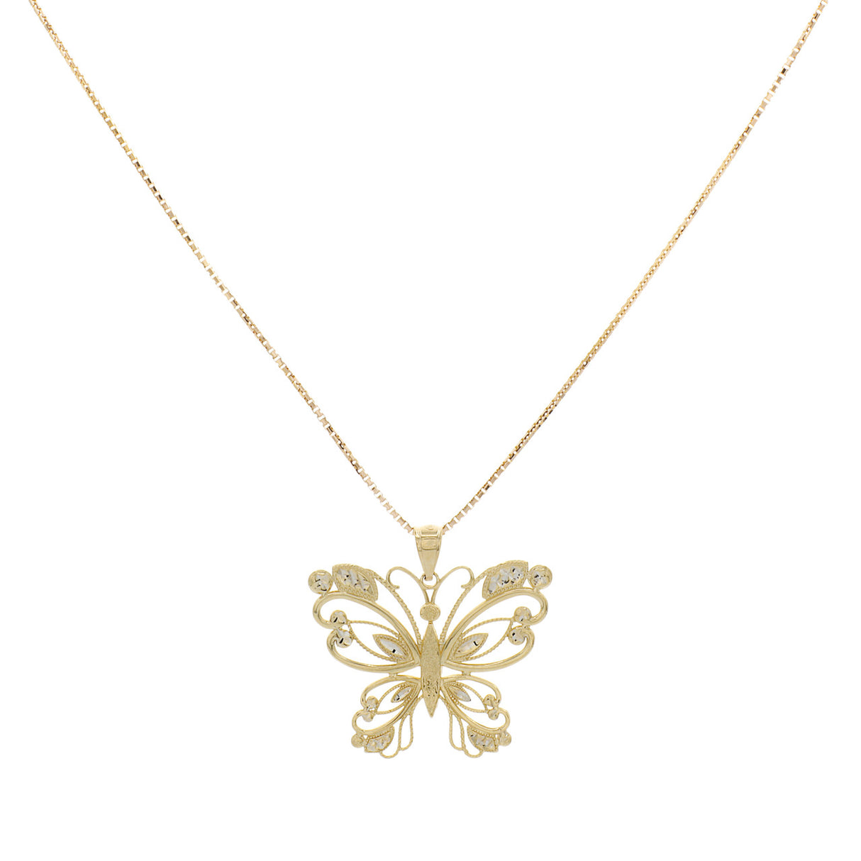 14K Yellow Gold Gold Butterfly Pendant Necklace Fine Jewellery Modaselle