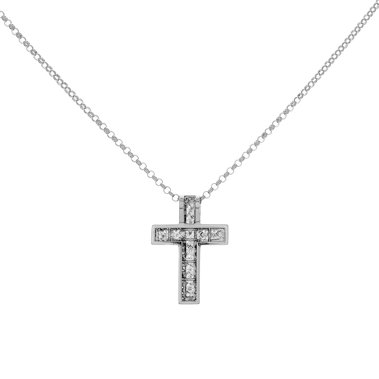 18K White Gold 2.22 Carat Diamond Cross Pendant Fine Jewellery Modaselle