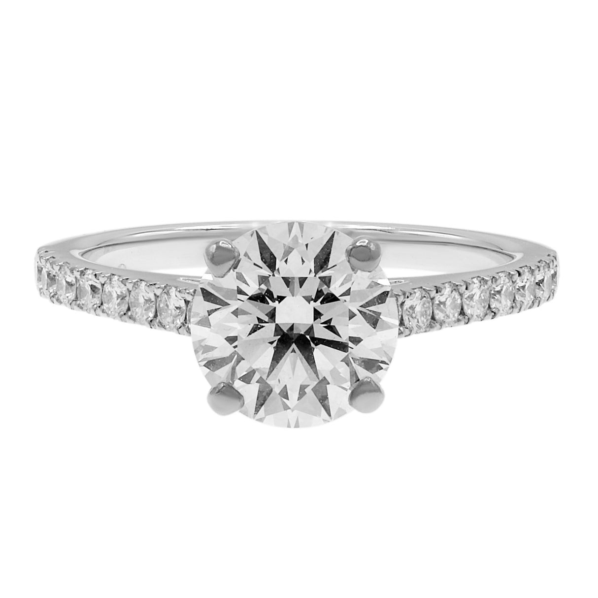 De Beers 1.50ct Platinum Classic Pave Round Brilliant Diamond Ring Designer Jewellery De Beers