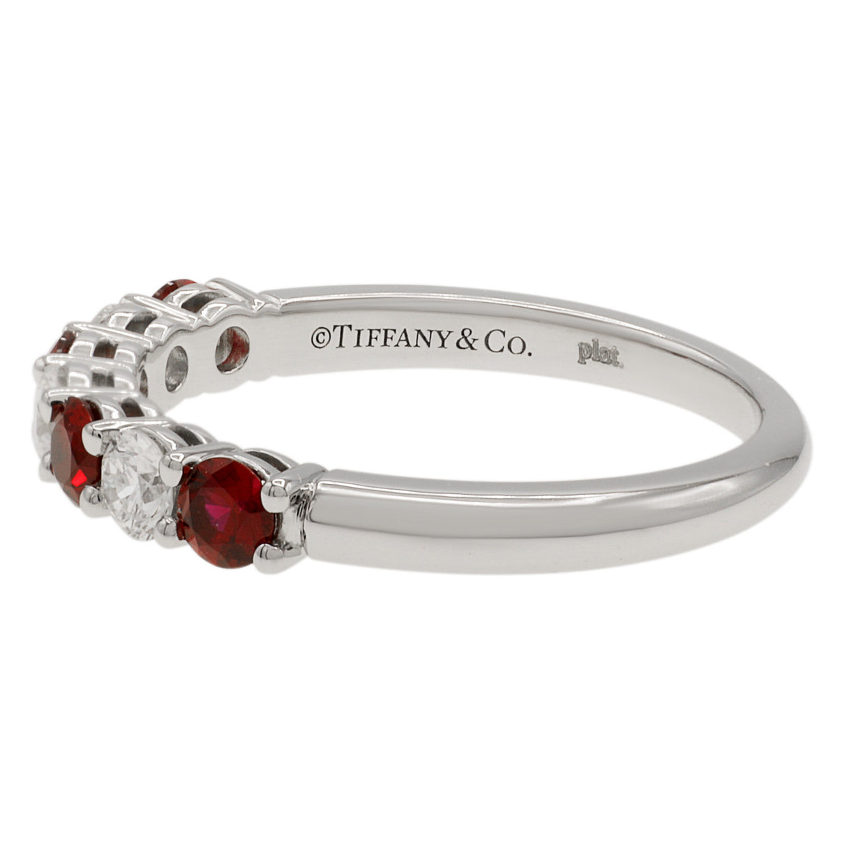 Tiffany & Co. Platinum Diamond Ruby Forever Band Ring Designer Jewellery Tiffany and Co