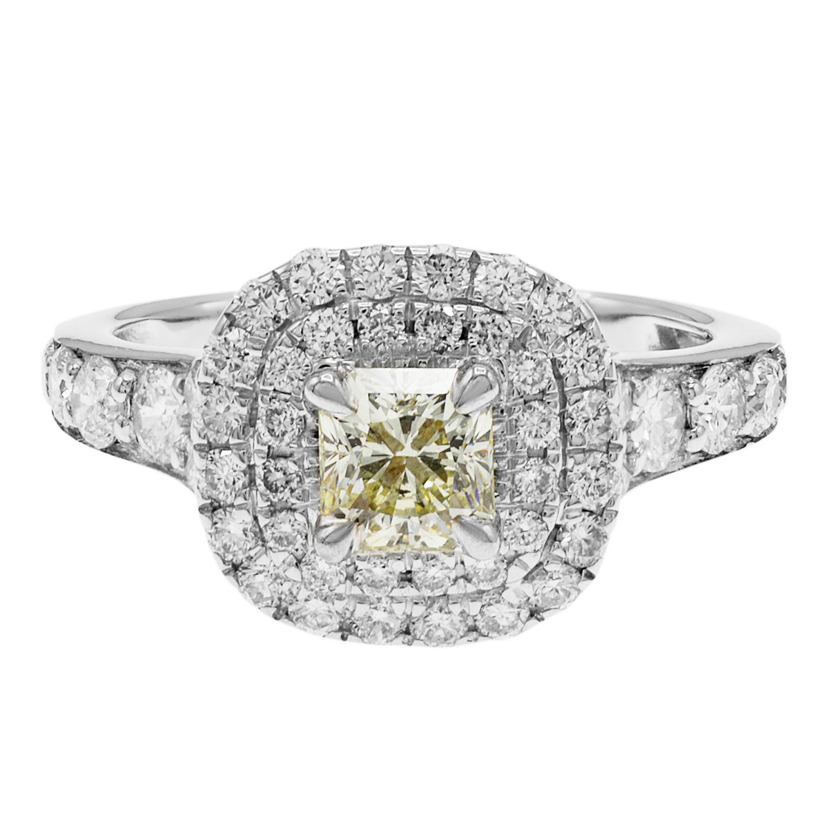 14K White Gold 0.66 Carat Fancy Yellow Diamond Ring Fine Jewellery Modaselle