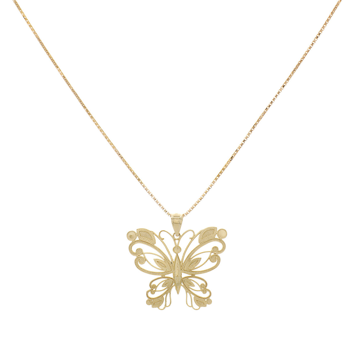 14K Yellow Gold Gold Butterfly Pendant Necklace Fine Jewellery Modaselle
