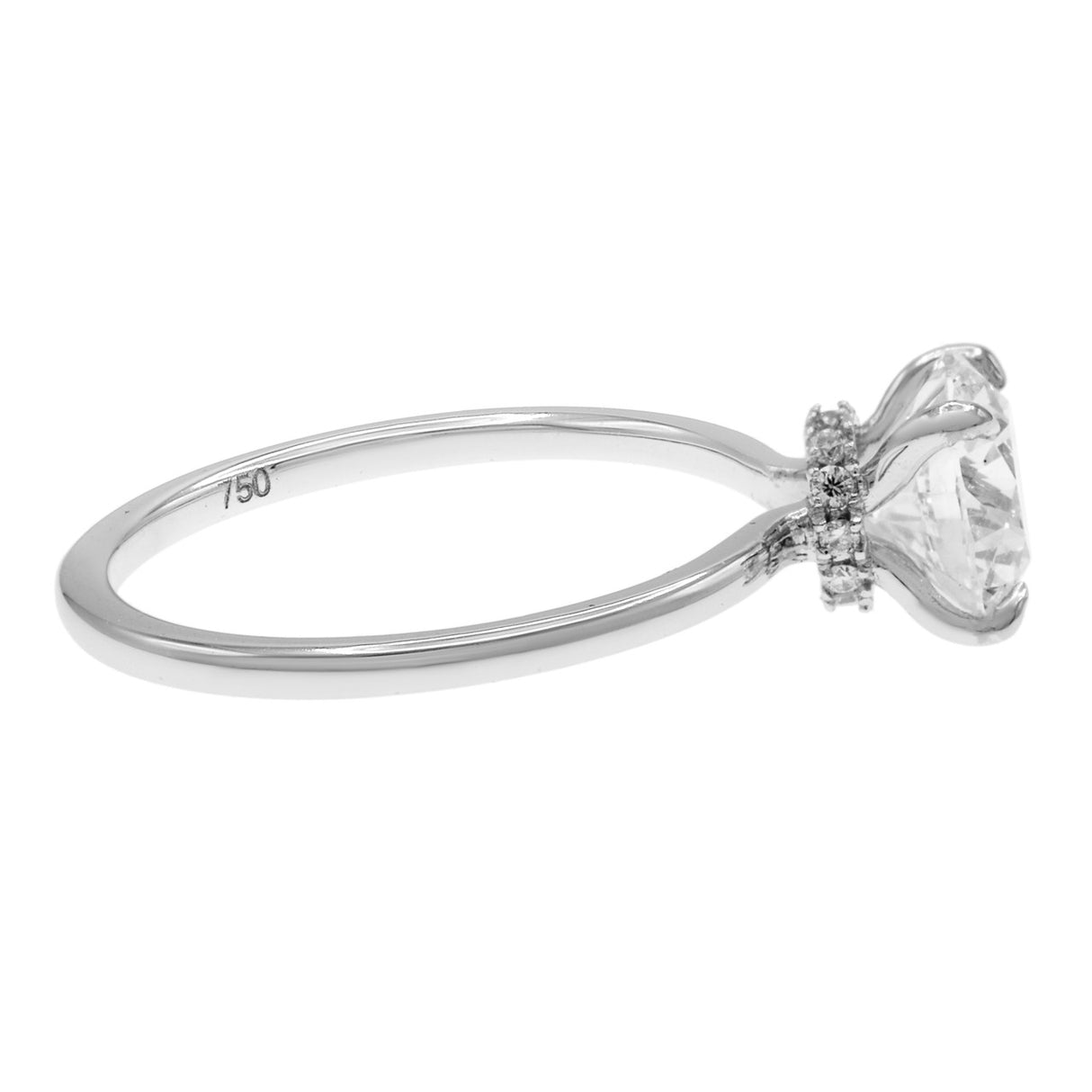 18K White Gold 1.54 Carat Hidden Halo Diamond Solitaire Ring Fine Jewellery Modaselle
