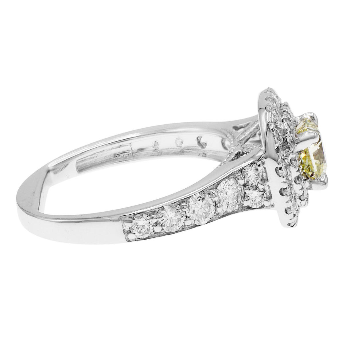 14K White Gold 0.66 Carat Fancy Yellow Diamond Ring Fine Jewellery Modaselle