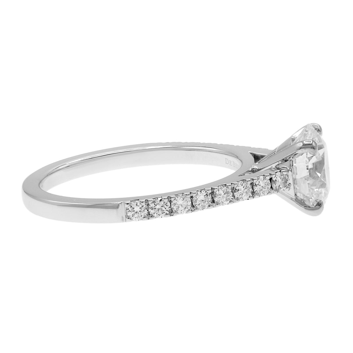 De Beers 1.50ct Platinum Classic Pave Round Brilliant Diamond Ring Designer Jewellery De Beers