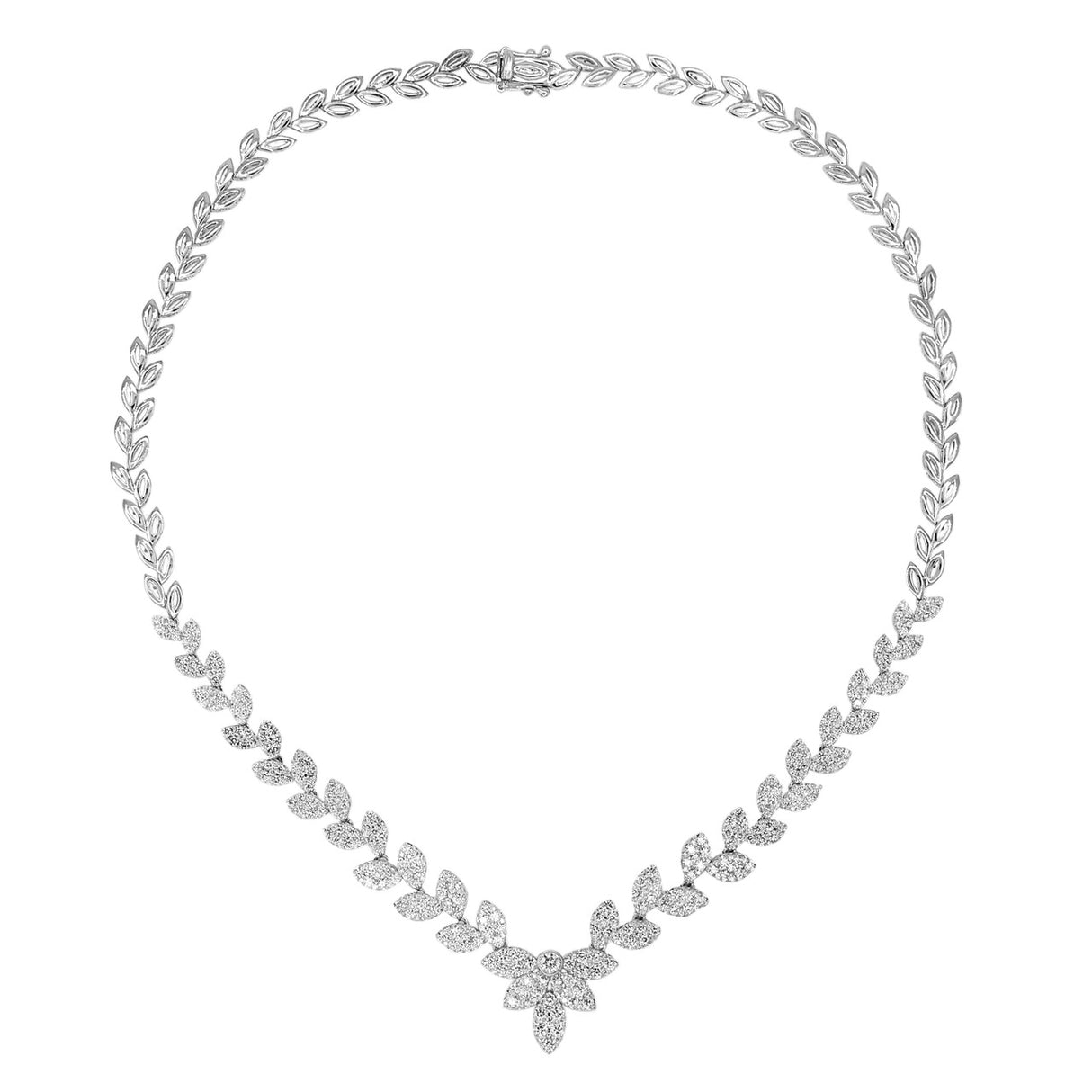 18K White Gold 6.05 Carat Diamond Leaf Necklace Fine Jewellery Modaselle