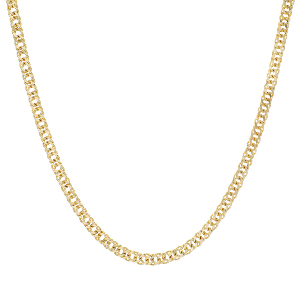 18K Yellow Gold Double Curb Link Chain Necklace Fine Jewellery Modaselle
