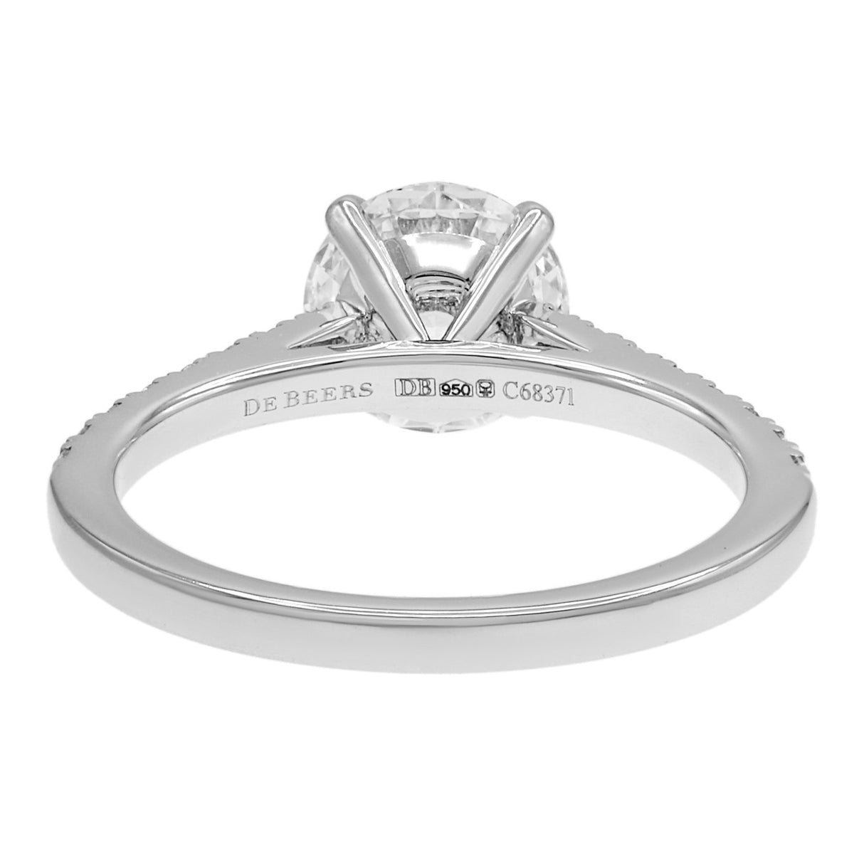 De Beers 1.50ct Platinum Classic Pave Round Brilliant Diamond Ring Designer Jewellery De Beers