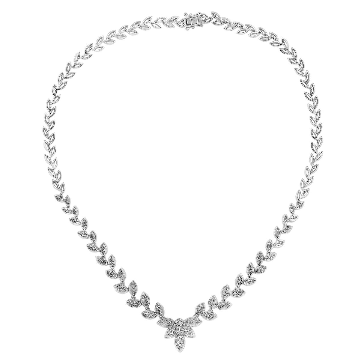 18K White Gold 6.05 Carat Diamond Leaf Necklace Fine Jewellery Modaselle