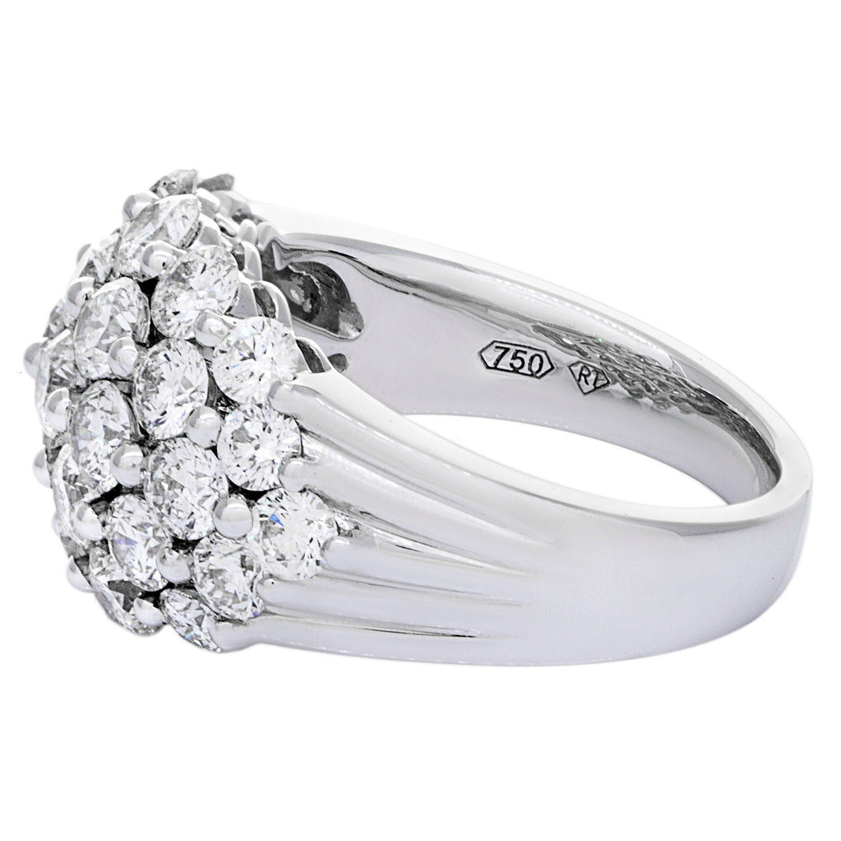 18K White Gold 3.07 Carat Diamond Cluster Ring Fine Jewellery Modaselle