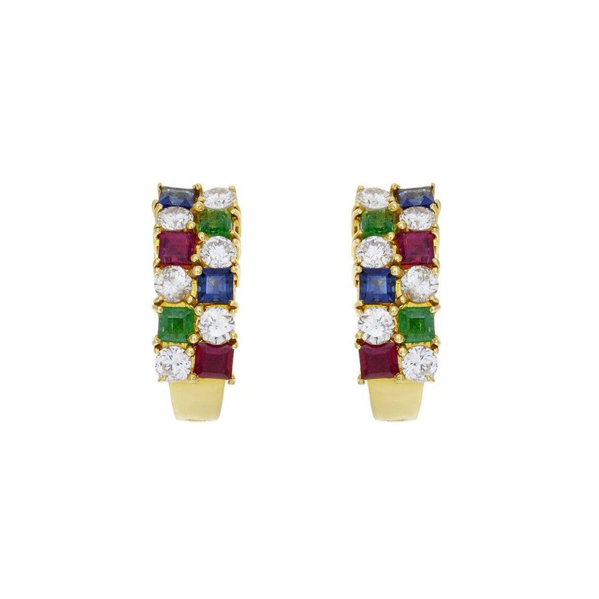 18K Gold Sapphire Ruby Emerald Diamond Earrings Fine Jewellery Modaselle