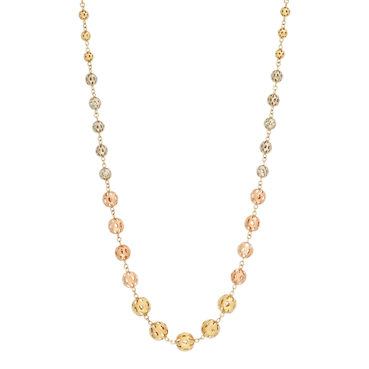 14K Tricolor Bead Necklace Fine Jewellery Modaselle