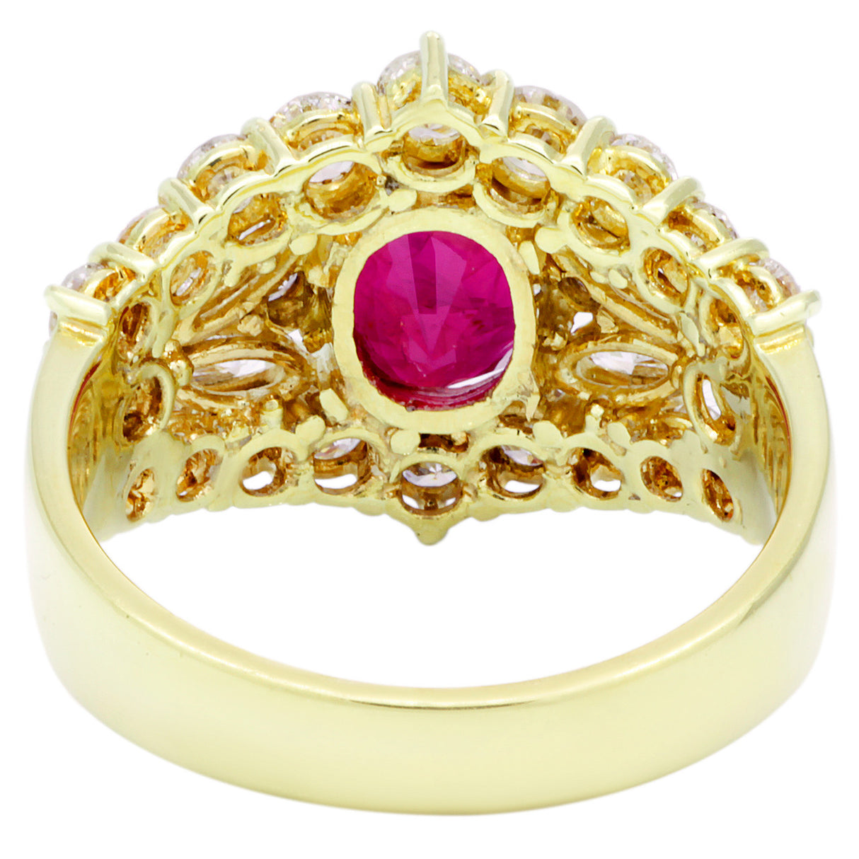 18K Yellow Gold 1.80 Carat Ruby Diamond Ring Fine Jewellery Modaselle