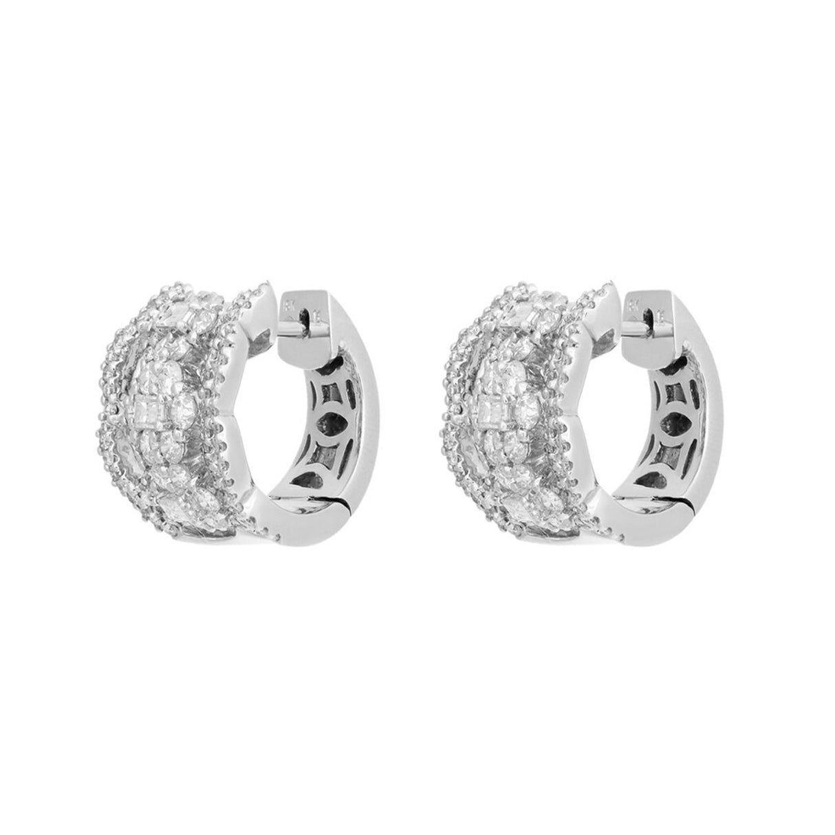 18K White Gold 2.19 Carat Diamond Hoop Earrings Fine Jewellery Modaselle