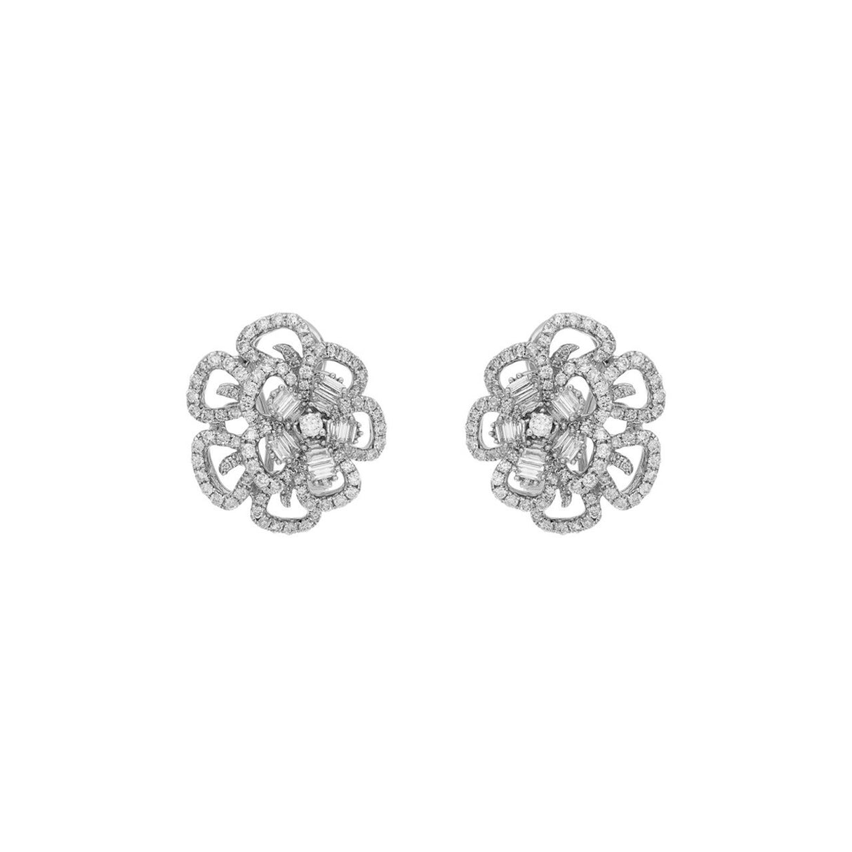 18K White Gold 2.44 Carat Diamond Blossom Earrings Fine Jewellery Modaselle