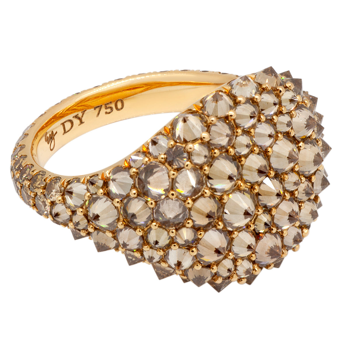 David Yurman 18K Rose Gold & Cognac Diamond Signature Pinky Ring Designer Jewellery David Yurman