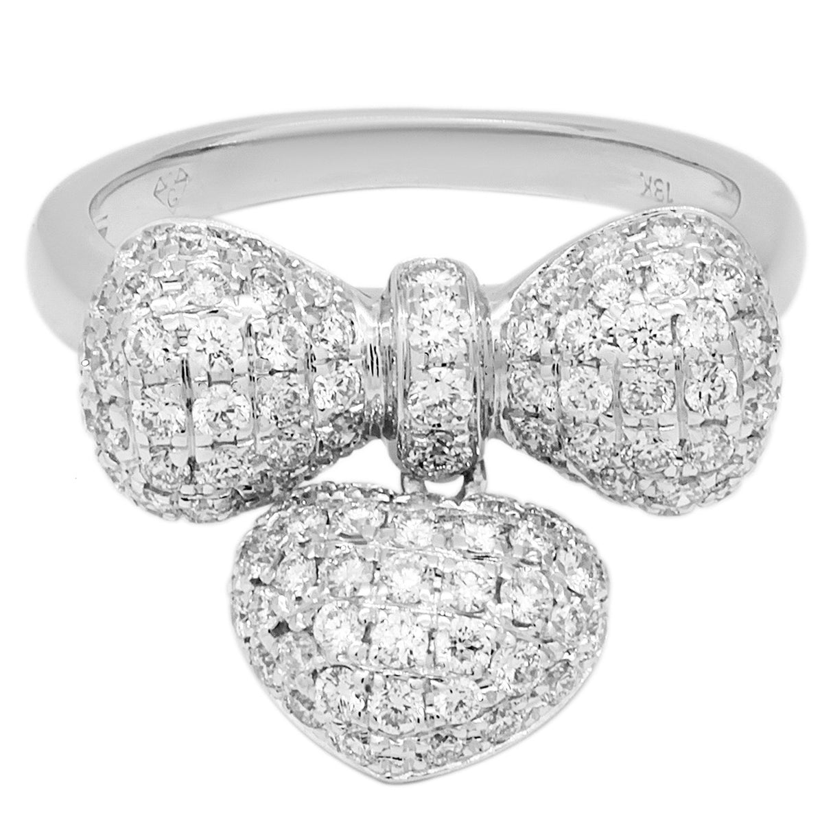 18K White Gold 1.32 Carat Diamond Bow Ring Fine Jewellery Modaselle