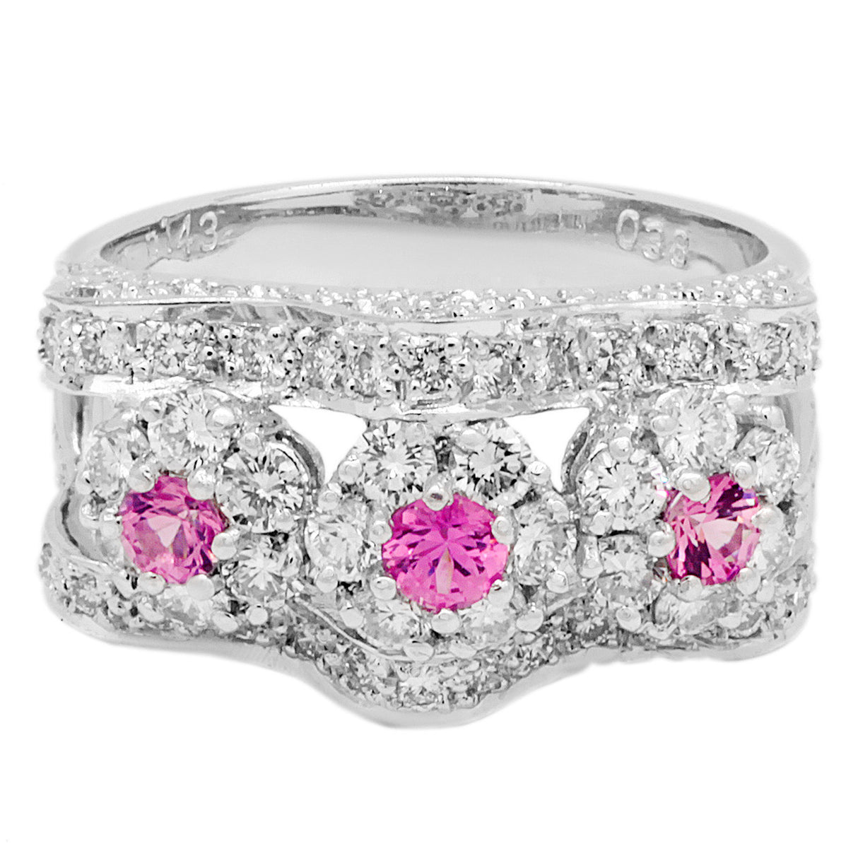 18K White Gold 0.38 Carat Pink Sapphire & Diamond Ring Fine Jewellery Modaselle