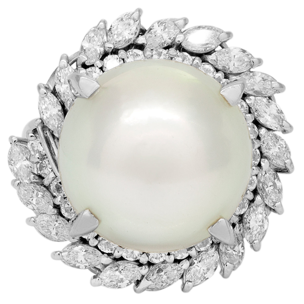 Platinum 13.6mm South Sea Pearl Diamond Ring Fine Jewellery Modaselle