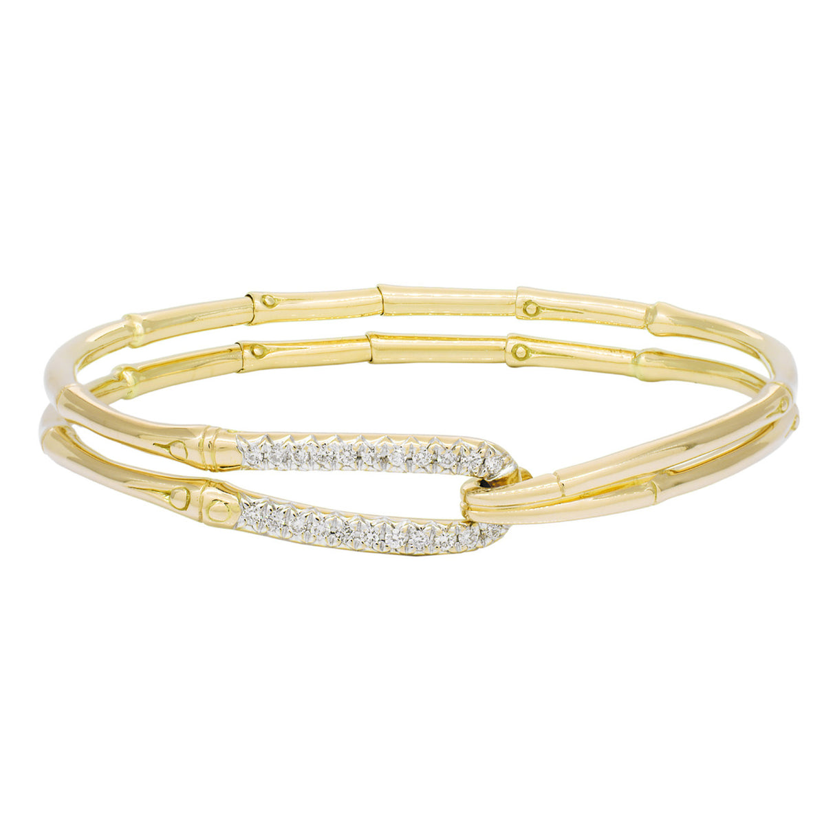 John Hardy 18K Diamond Bamboo Flex Hook Bracelet Designer Jewellery John Hardy