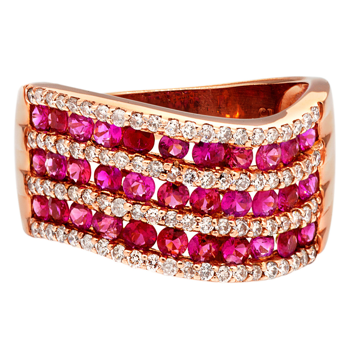 14K Rose Gold Pink Sapphire Diamond Ring Fine Jewellery Modaselle