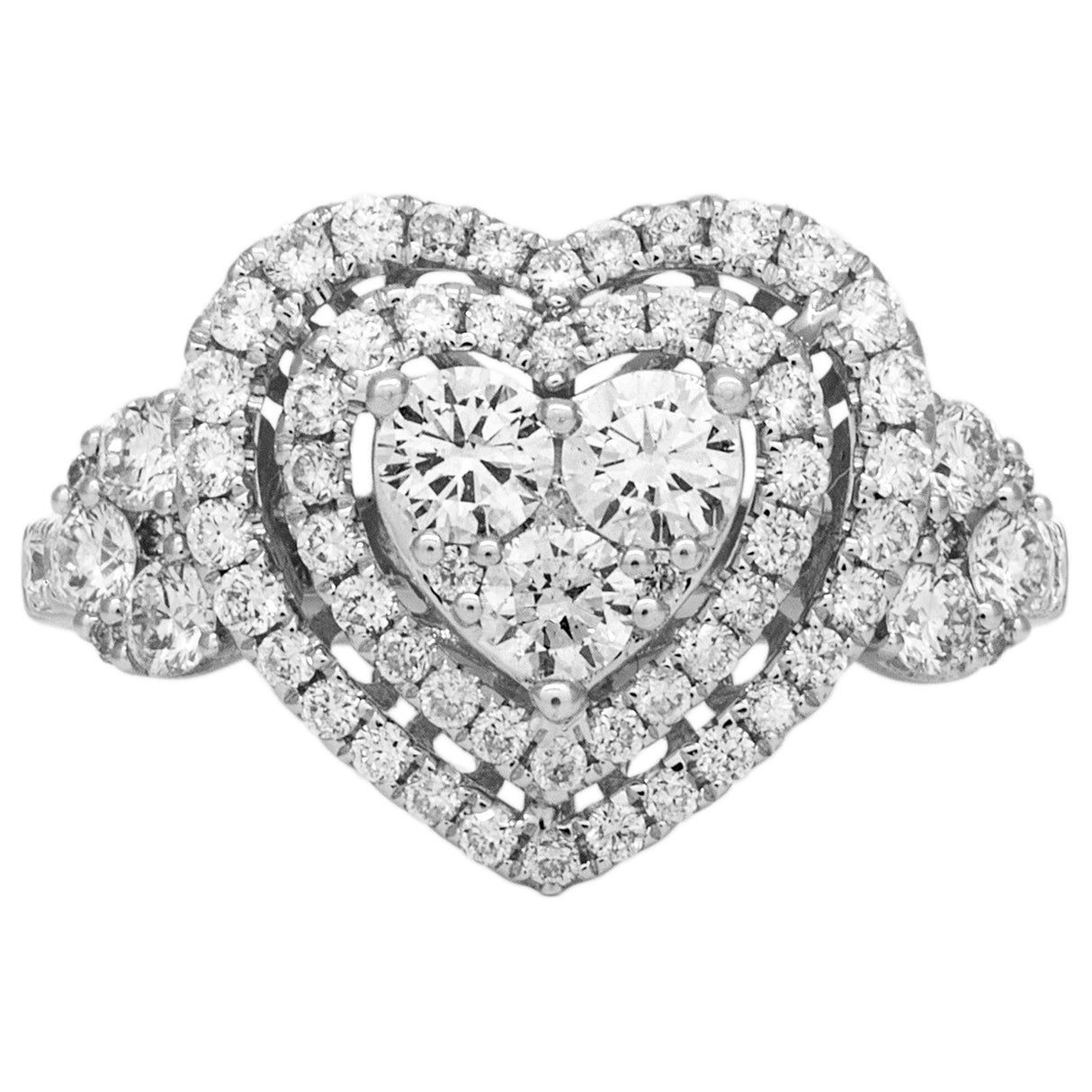 18K White Gold 1.29 Carat Pave Diamond Heart Ring Fine Jewellery Modaselle